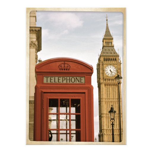 Telephone Box and Tower of Big Ben Personalized Invite