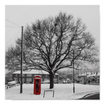 Telephone Box in the Snow posters