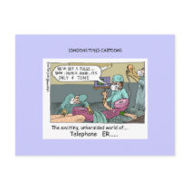 Telephone Code Blue Cartoon Funny Postcards