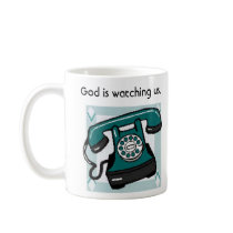 telephone, God is watching us., But Georgeis li... mugs