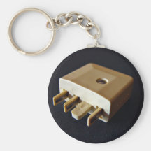 Telephone plug to standard RJ-11 adaptor Key Chains