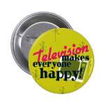Television Makes Everyone Happy! Harvest Gold Button