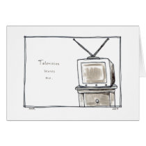 Television old tv set scares me ink painting art cards