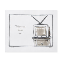 Television TV scares me fun simple original art Full Color Flyer