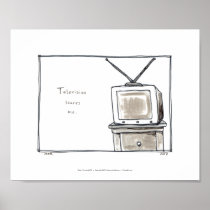 Television TV scares me fun simple original art posters