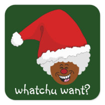 Tell Black Santa What You Want for Christmas Square Sticker