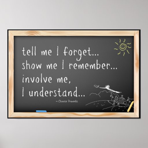 Tell me I forget quote.  Chinese Proverb Print