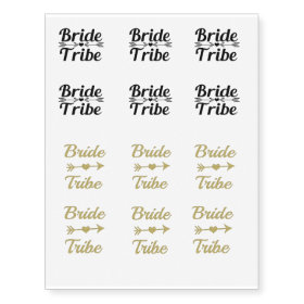 Temp Bride Tribe Bridesmaid women's gold glitter Temporary Tattoos