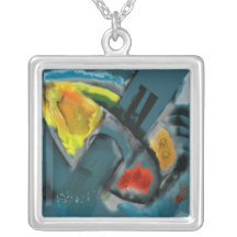Tempest - Digital Abstract with Blue Background Pendants