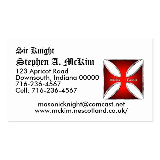 Templar Business Card Template (front side)