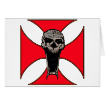 Templar cross skull greeting card