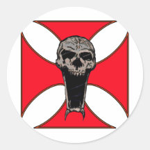 Templar cross skull sticker
