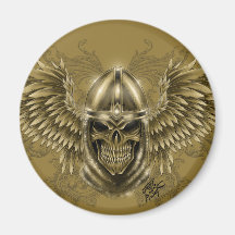 Templar Knight Gothic Medieval Skull with Wings Magnet