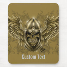 Templar Knight Gothic Medieval Skull with Wings Mouse Pads