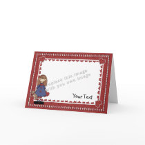 Template - Cute Young Girl Greeting Card