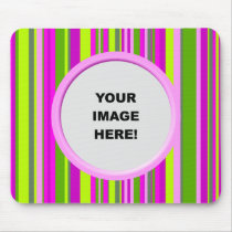 Template, Pinky Green Stripes Border Mouse Pad