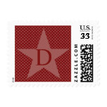 Template Red Star Monogram D Wedding Postage Stamp
