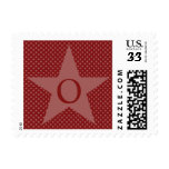 Template Red Star Monogram O Wedding Postage Stamp