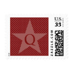 Template Red Star Monogram Q Wedding Postage Stamp