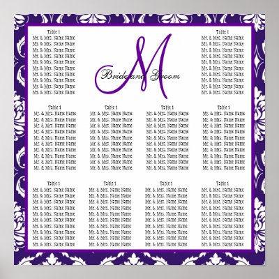 Template Wedding Seating Plan Poster Change the colors monogram 