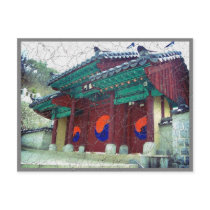 Temple doors with Ying Yang South Korea postcards