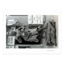 Temple Guard Statue at Pacific Curio Shop, Postcards