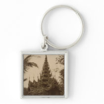Temple in Mandalay, Burma, late 19th century Keychain