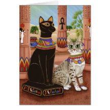 Temple of Bastet Egypt Bast Goddess Cat Art Card
