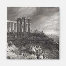 Temple of Minerva Sunium, engraved by J. Saddler Refrigerator Magnet