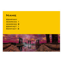 TEMPLE OF THE WATER Purple Yellow Business Card Template