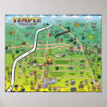 Temple Texas Cartoon Map Posters