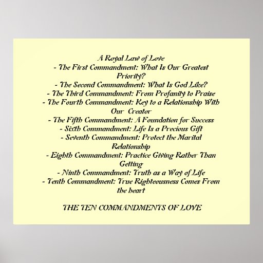 Ten Commandments Of Loveposter Zazzle 7080