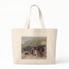 jumbotote - The family outing is interrupted with a car breakdown. The pups are waiting in the car while the adult dogs lay around waiting for the repairs to be completed. One dog is under the car doing the repairs. This is a delightful vintage scene.: Sizes  Available colors: natural