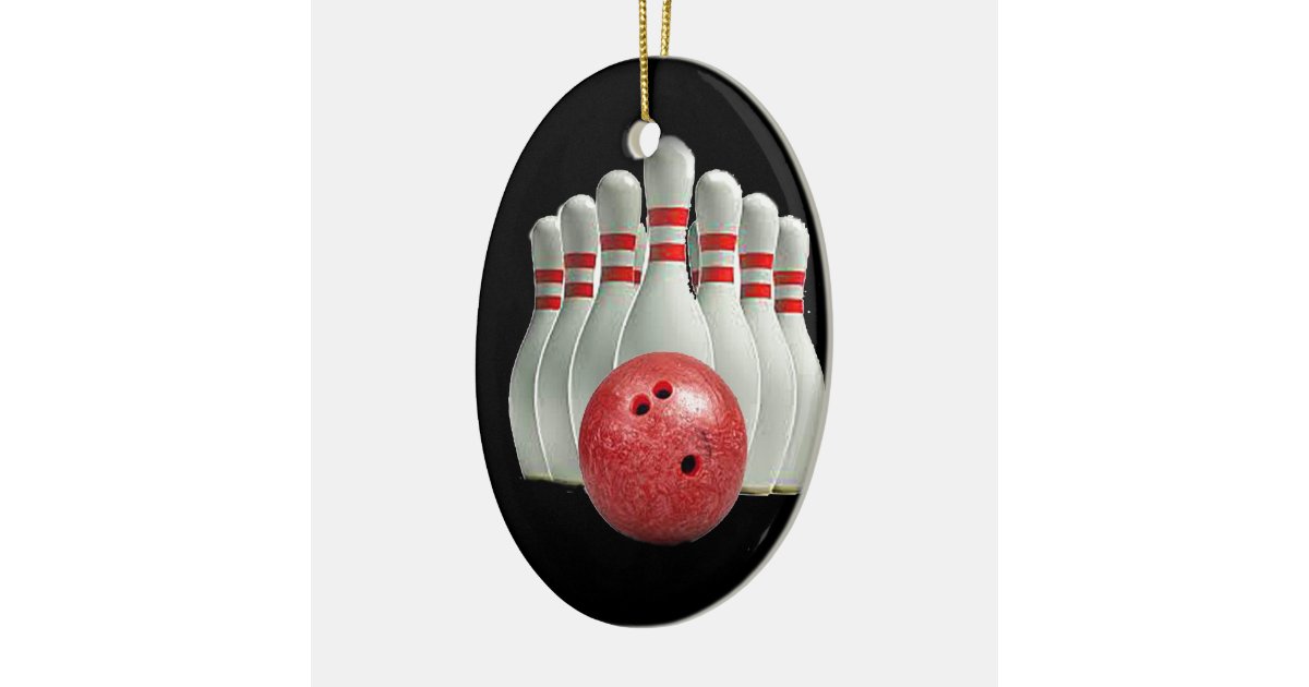 "Ten pin bowling 2" design gifts and products Ceramic Ornament Zazzle