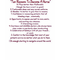 Ten reasons to become a nurse t-shirts