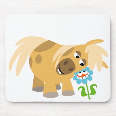 Tender Cartoon Pony and Flower Mousepad by Lioness_Graphics