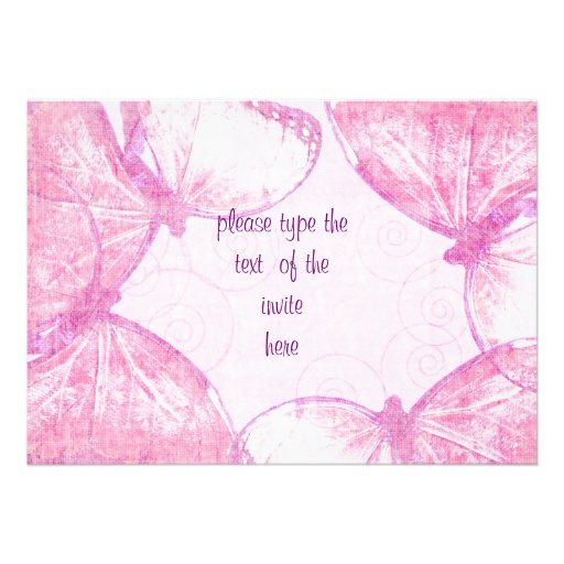 tender pink fluttering butterflies custom invitations