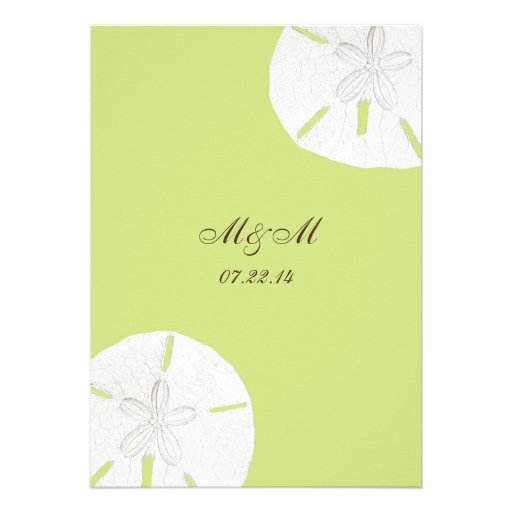Tender Shoots Green Sand Dollar Wedding Personalized Invitation