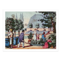 Tending the Garden, c.1860 (colour engraving) Post Cards