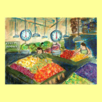 Tending the Produce Poster (Pike Place Market) posters