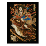 Tenjiku Tokubei riding a giant toad, 歌川 国芳 Post Card