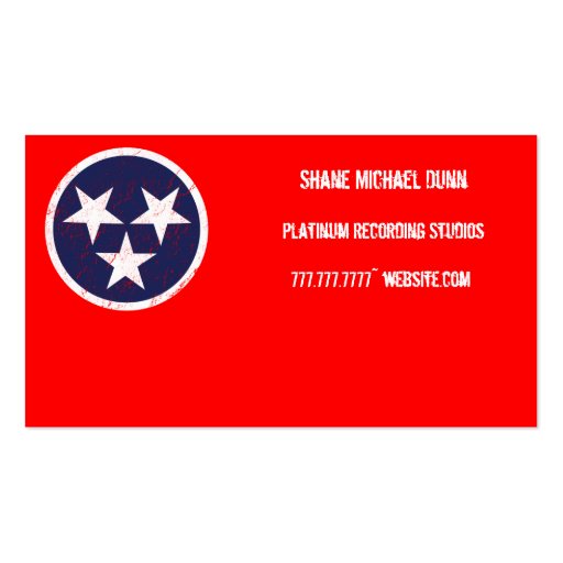 Tennessee State Flag Grunge Music Studio Business Card (back side)
