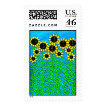 Tennessee Sunflowers in Blue postage