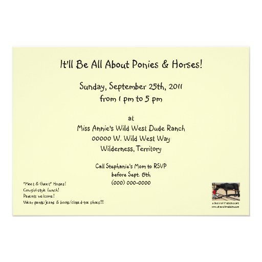 Tennessee Walking Horse and Girl - Party Announcements