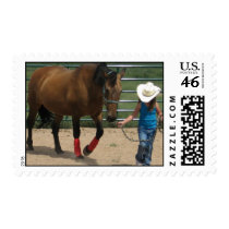 Tennessee Walking Horse and Girl Stamp