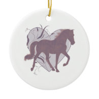 Tennessee Walking Horse Heart Grungy Mauve Christmas Tree Ornaments