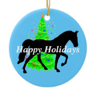 Tennessee Walking Horse Silhouette Happy Holidays Christmas Ornament