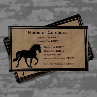 Natural Tennessee Walking Horse Business Card Template with Leather look background