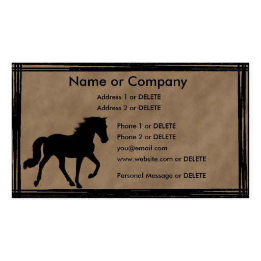 Tennessee Walking Horse Silhouette Personal Business Card Templates (front side)