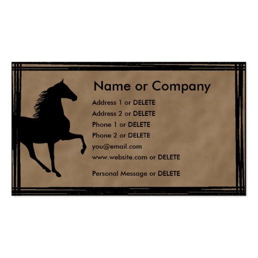 Tennessee Walking Horse Silhouette Personal Business Card (front side)